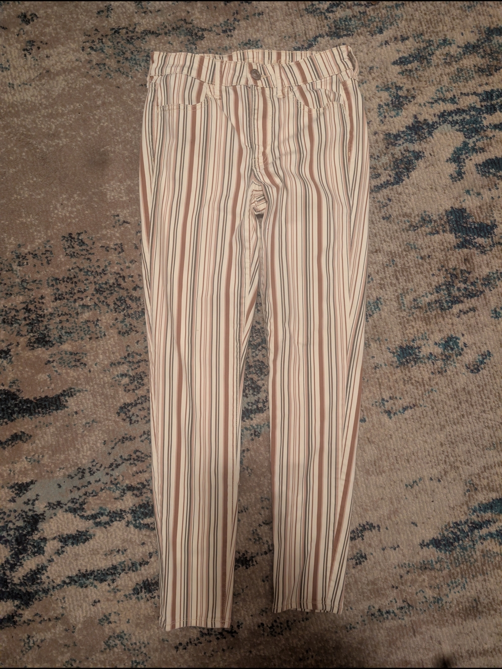 American Eagle Outfitters Striped Skinnys in Cream, Brown & Gray